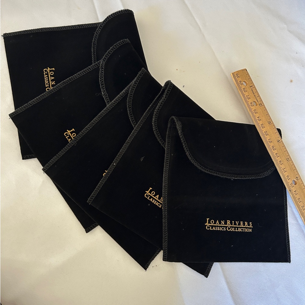 Vintage QVC Joan Rivers Classics Collection Black Velvet Fold Over 6x6” Pouches